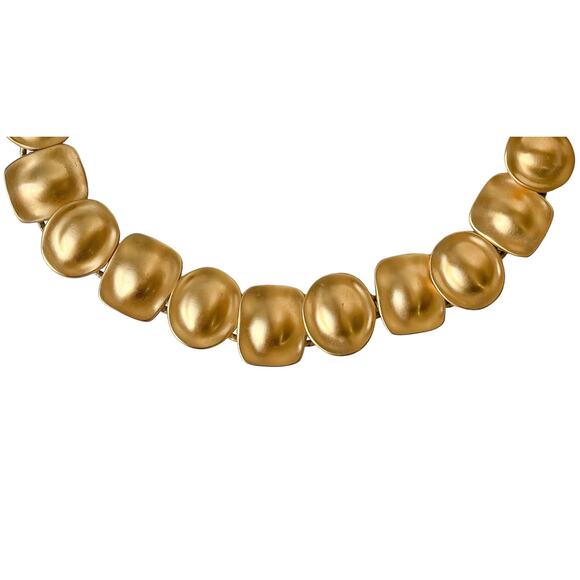 1980s ANNE KLEIN Satin Gold Plated Minimalist Circle & Square Choker Necklace - Picture 2 of 5